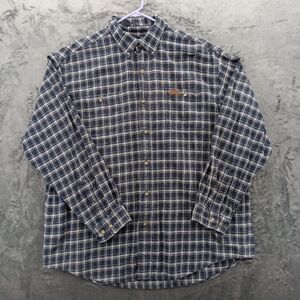 Carhartt Long Sleeve Shirt Mens XL Heavy Flannel Plaid Blue 100% Cotton